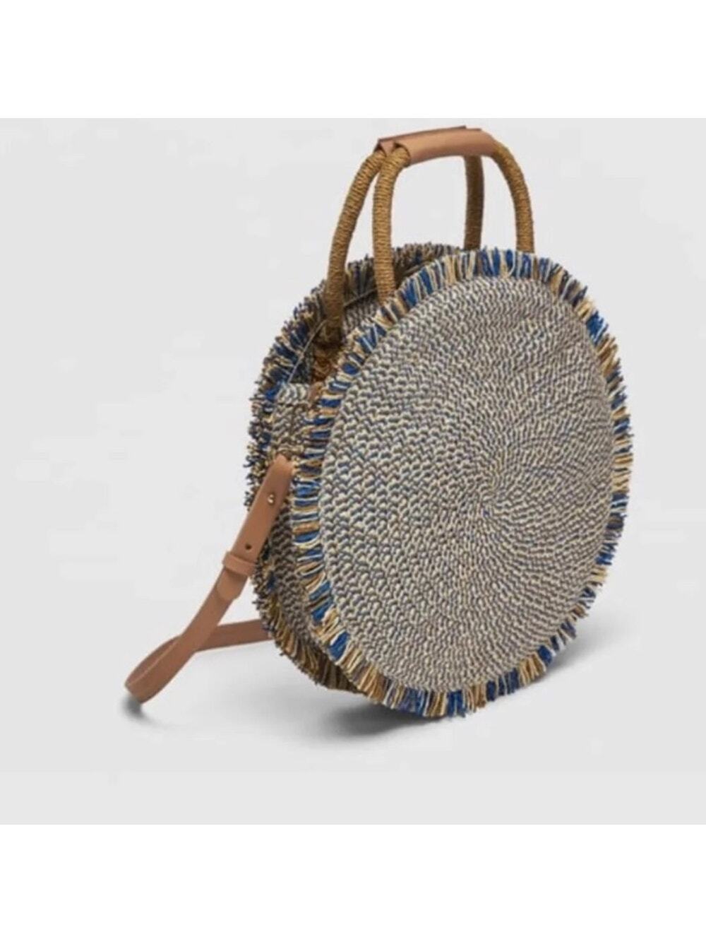 Zara Women's Round Woven Fringe‎ Bag